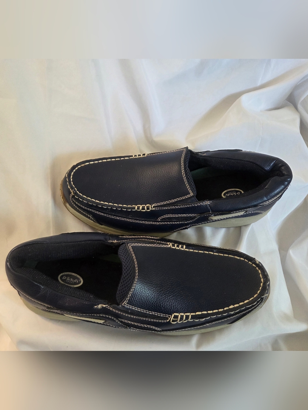 Dr. Scholls Mens Blue Leather Boat Shoes 10.5 D